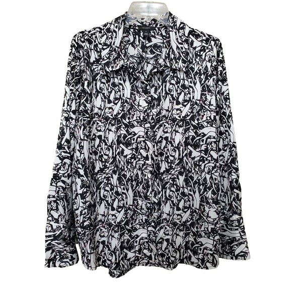 Halogen Black/White Long Sleeve Collared Button-Up Shirt Size XL - Picture 1 of 6